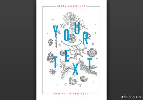Christmas Card Layout with Letters - 306959169