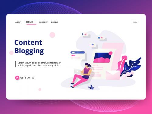 Landing page template of Content Blogging