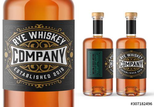 Vintage Whiskey Label Packaging Layout  - 307182496