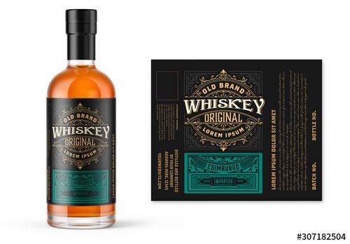 Vintage Whiskey Label Packaging Layout  - 307182504