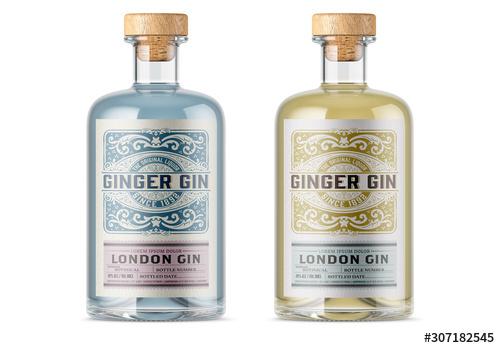 Vintage Gin Label Packaging Layout  - 307182545