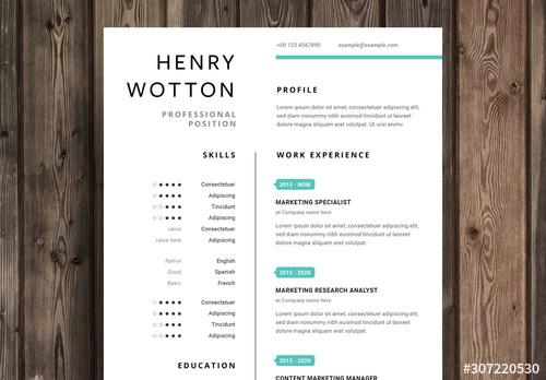 Minimalistic Resume Layout with Green Elements - 307220530
