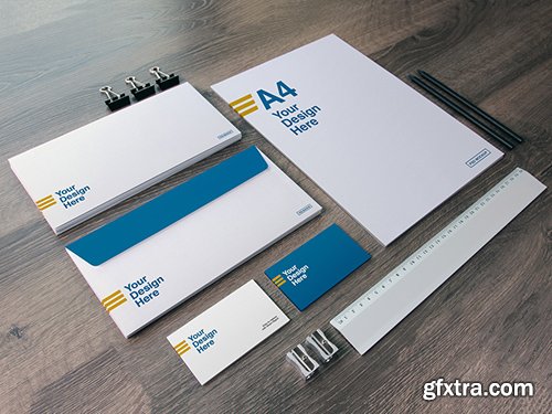 Full Stationery Mockup with Ruler, Pencils, and Sharpeners 283815578