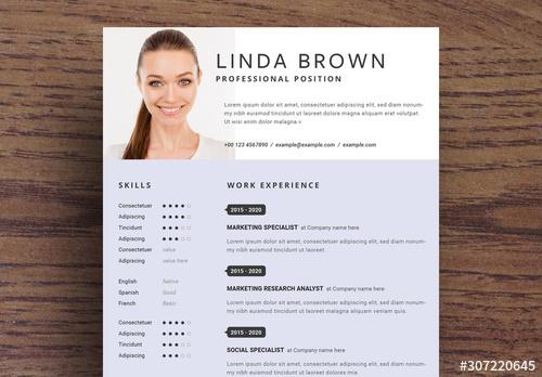 Resume Layout with Purple Background - 307220645