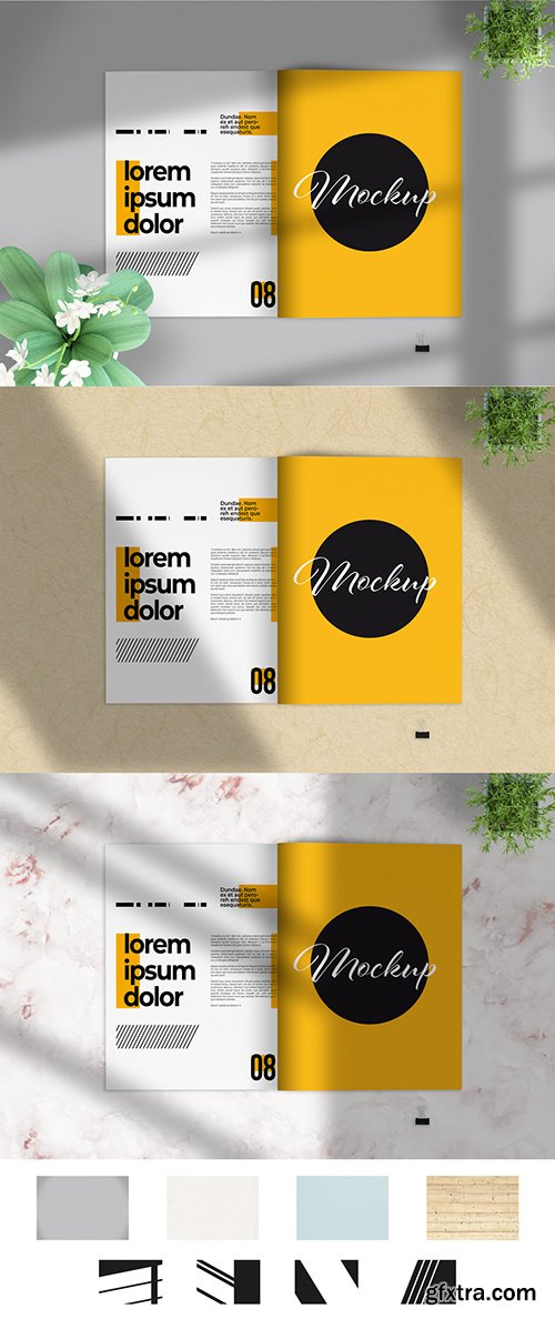 Open Brochure with Two Pages and Shadows Mockup 282711179