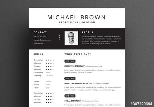 Resume Layout with Black Accents - 307220684