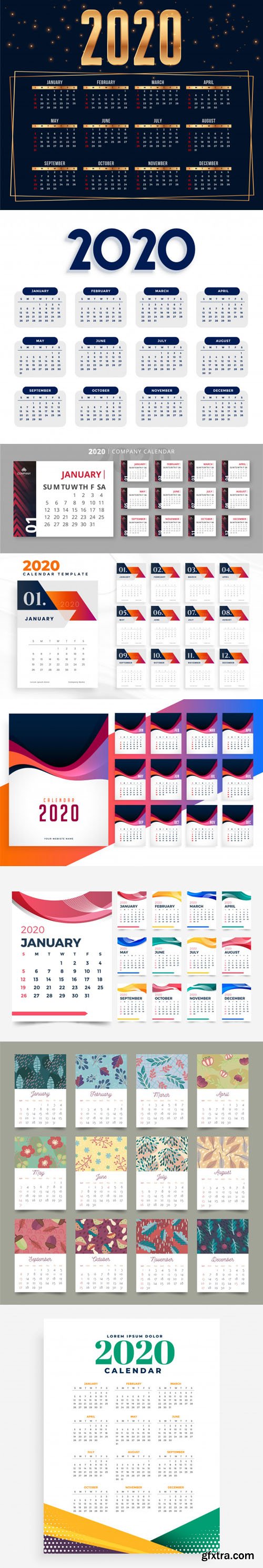 2020 Calendars Vector Collection 4