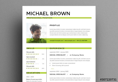 Resume Layout with Green Accents - 307220731