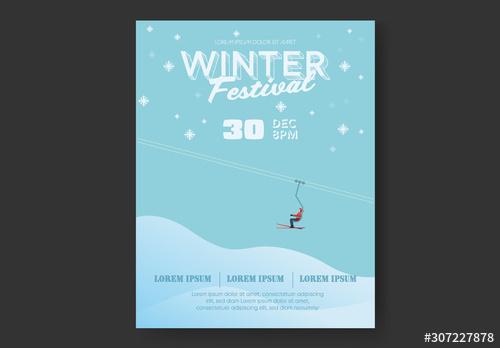 Winter Festival Skier on Lift Flyer Layout - 307227878