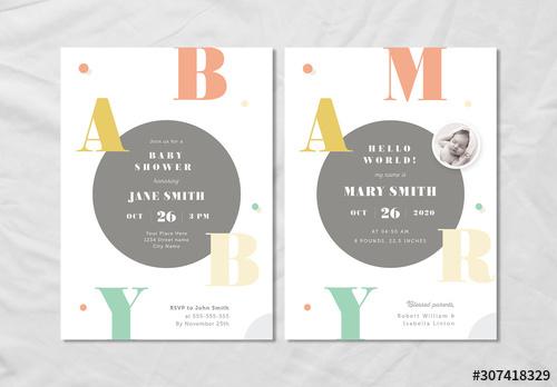 Baby Announcement and Shower Layout Set - 307418329