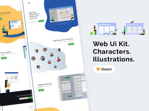 Landing Page with Illustrations & Characters