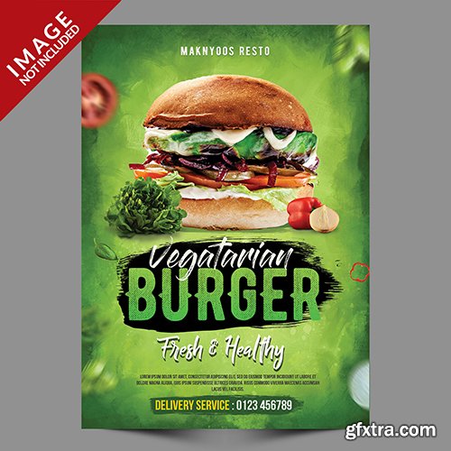 Vegetarian burger flyer template