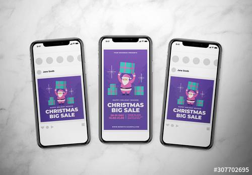 Christmas Sale Social Media Layout with Santa - 307702695
