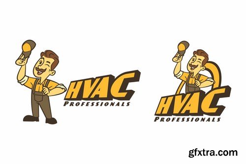 Retro Cartoon HVAC Guy Mascot Logo