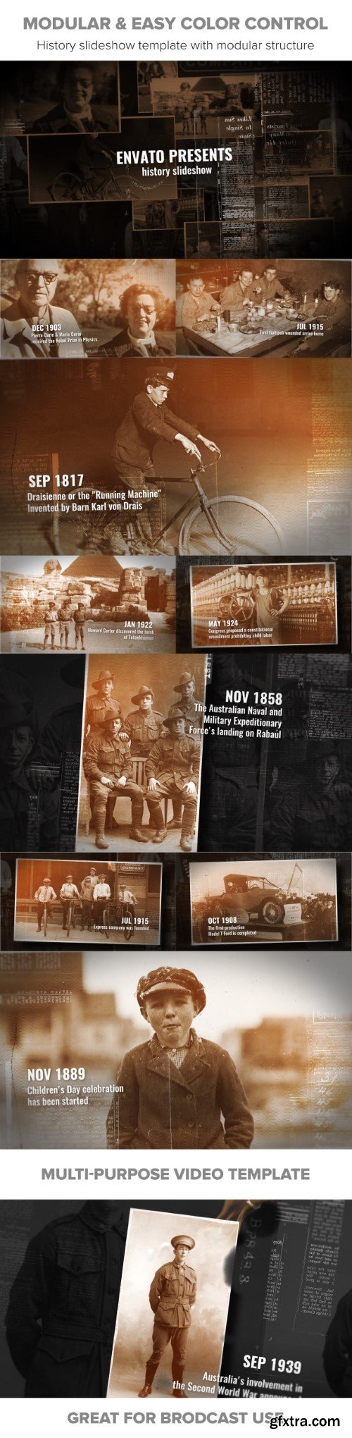 Videohive Burned History Frames Slideshow 23600970