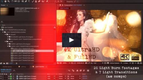 Videohive - Light transitions & burns (AE project & footages) (Last Update 21 June 18) - 140862