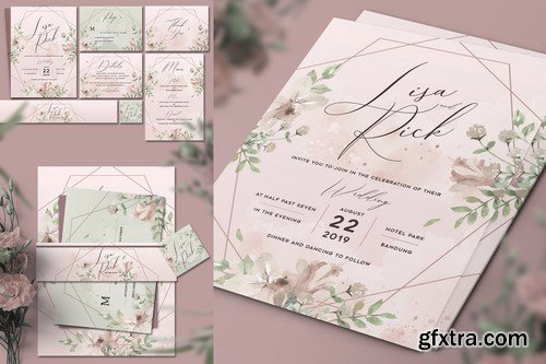 Geometric Flower Wedding Invitation