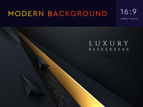 Luxury background with elegant dark golden shapes and glowing dots
