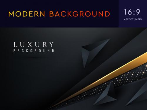 Luxury background with elegant dark golden shapes and glowing dots
