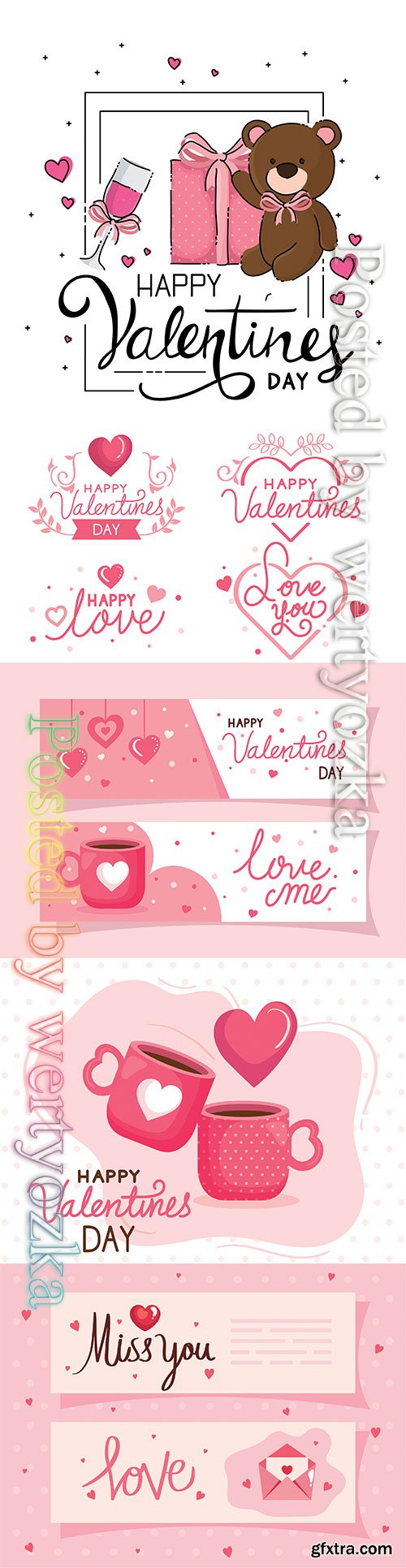 Vector cards of happy valentines day