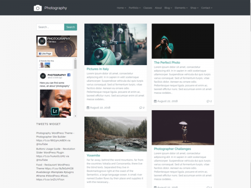 Masonry - Left Sidebar - Photography WordPress Theme