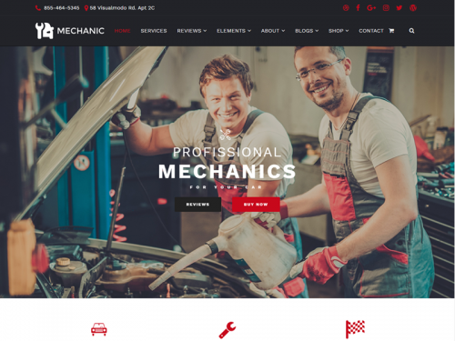 Mechanic WordPress Theme - Home-Page