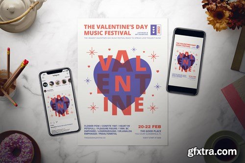 Valentine\'s Day Music Flyer Set