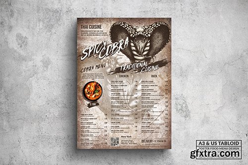 Spicy Cobra Poster Food Menu - A3 & US Tabloid