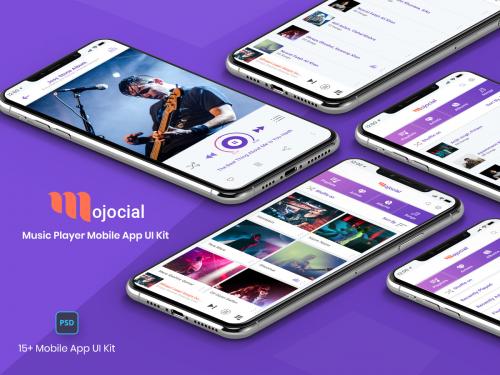 Mojocial - Music Player Mobile App UI Kit