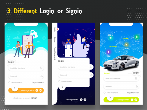 Multi Service App Login, Signup or Signin Screen design Phase II