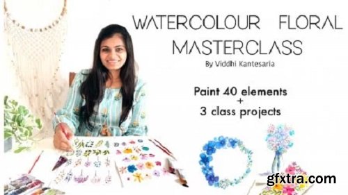 Watercolour floral master class- Loose florals, fillers and leaves (40 elements + 3 class projects)