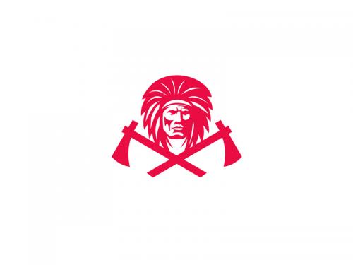 Native American Crossed Tomahawk Mascot