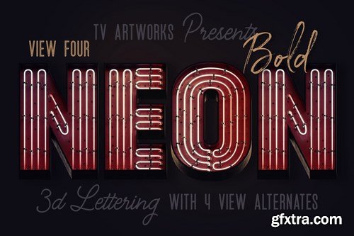 Bold Neon 3D Lettering View 4