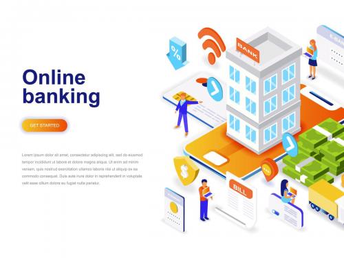 Online Banking Isometric Concept