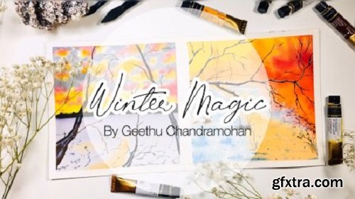Dramatic Winter Paintings with Watercolors