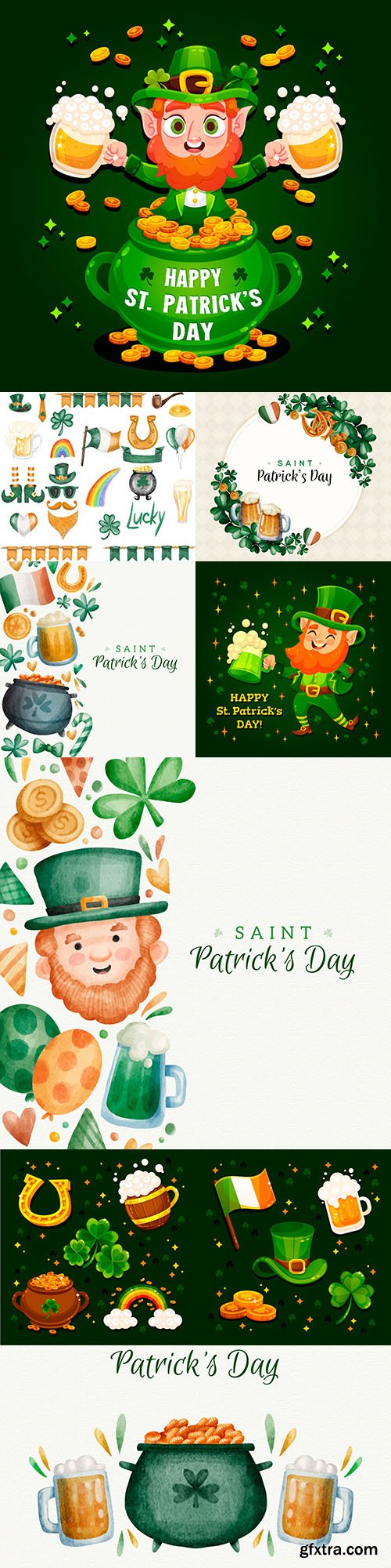 St. Patrick\'s Day party design vector illustrations 4