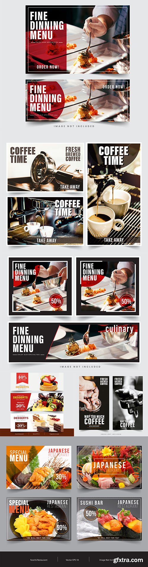 Banner restaurant social networks design template