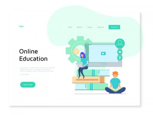 Online Education Website Development Illustration for Landing Page