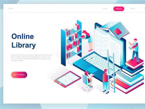 Online Library Isometric Landing Page