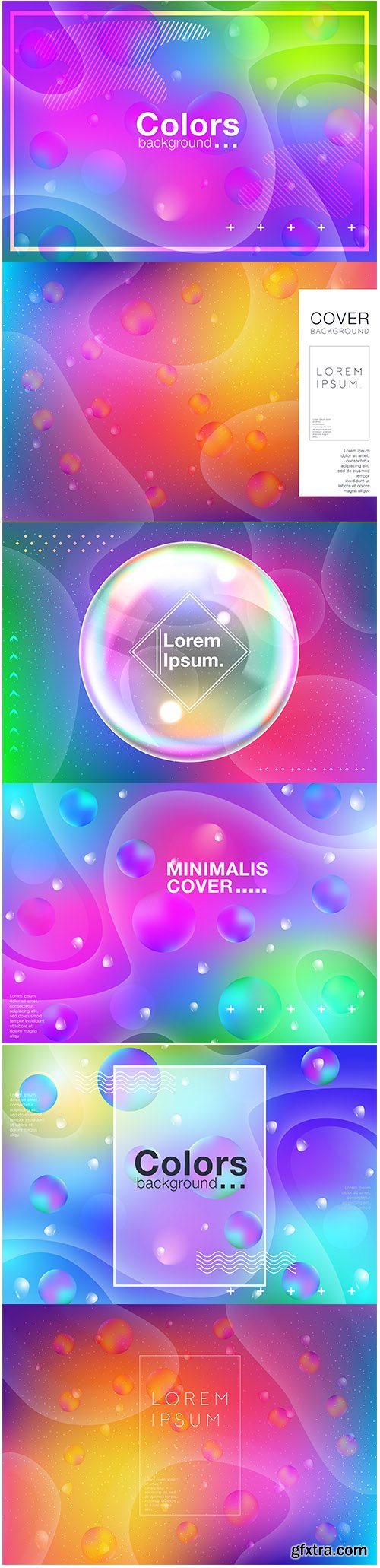 Vector Set of Abstract Background with Gradient Fluid Shapes