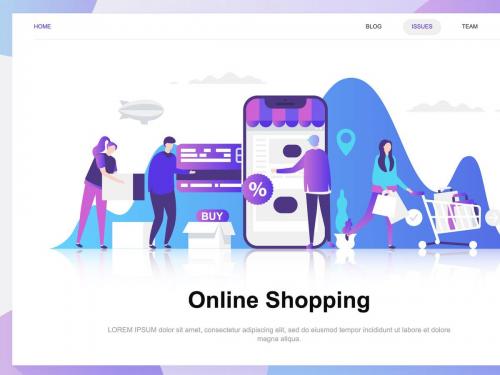 Online Shopping Flat Concept