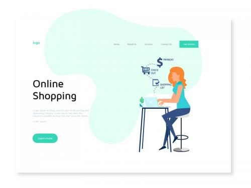 Online Shopping Website Development Illustration for Landing Page