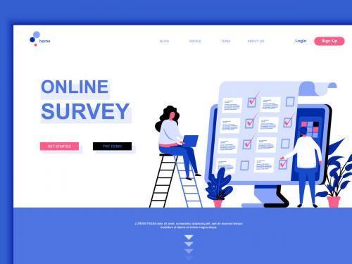 Online Survey Flat Landing Page Template