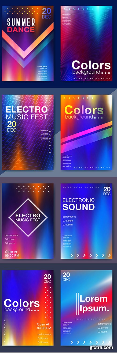 Electronic Music Fest Electro Summer Backgrounds Set