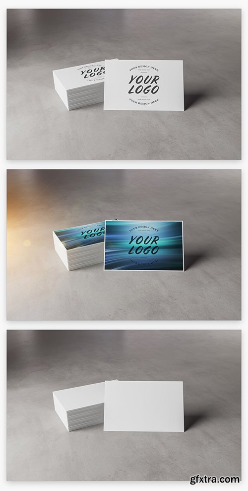 Stack of Business Cards on Concrete Mockup 215993037
