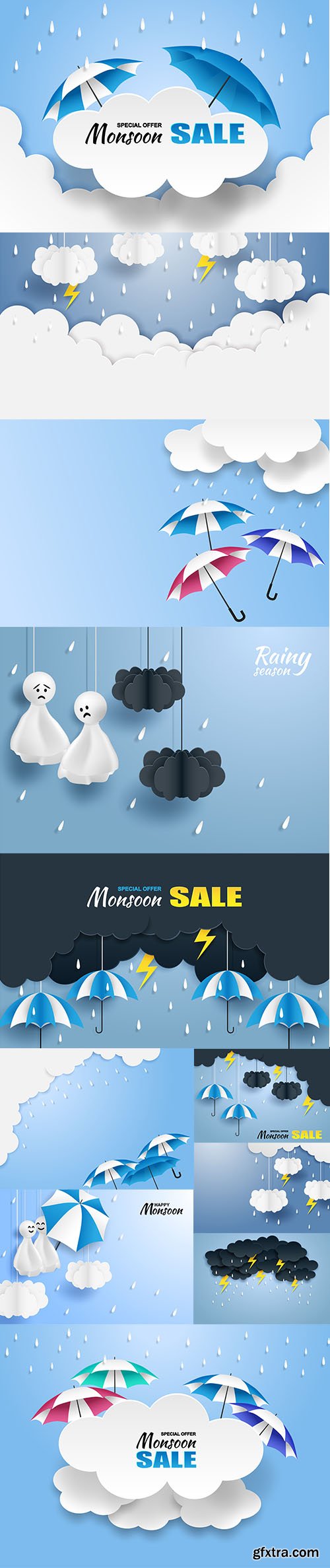 Monsoon Rainy Season Sale Banner Set