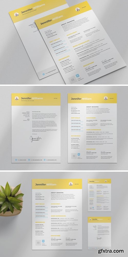 Resume Layout with Yellow Accents