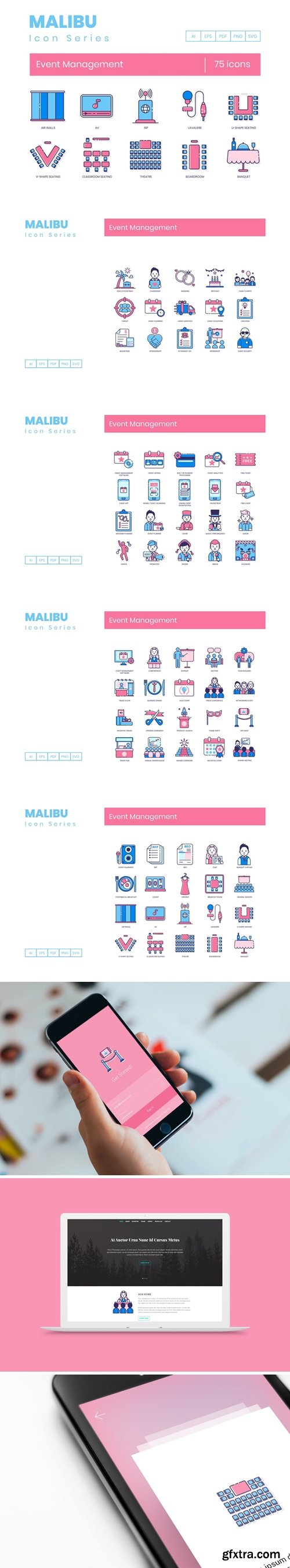 75 Event Management Icons - Malibu Series