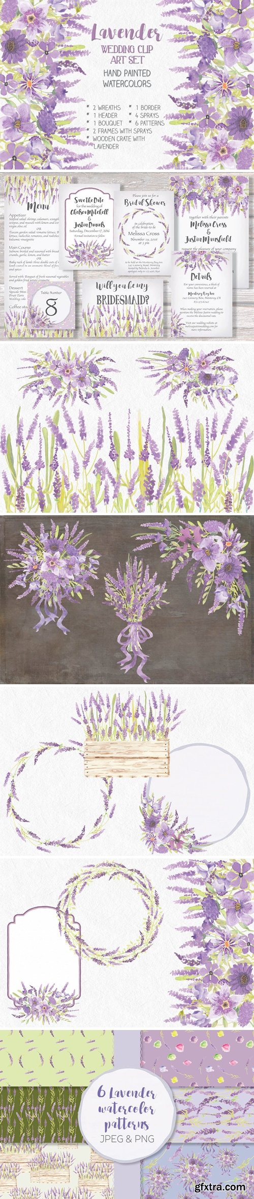 Lavender Blooms: Watercolor Clip Art Bundle