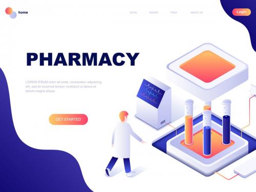 Pharmacy Isometric Landing Page Template